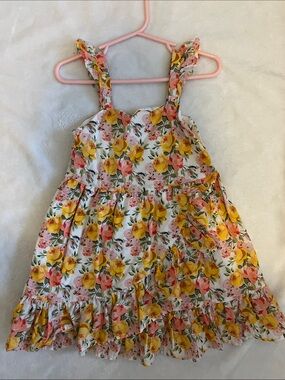Janie and Jack Floral Ruffle Sundress for Girls - Yellow & Pink